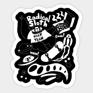 Radical Sloth - White Line Sticker